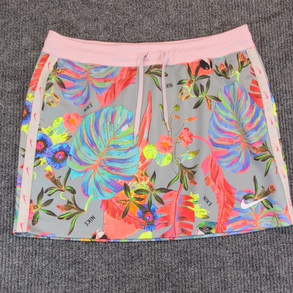 Nike Women's XL Floral Athletic Tennis Skirt Drawstring Elastic Waist Stretch